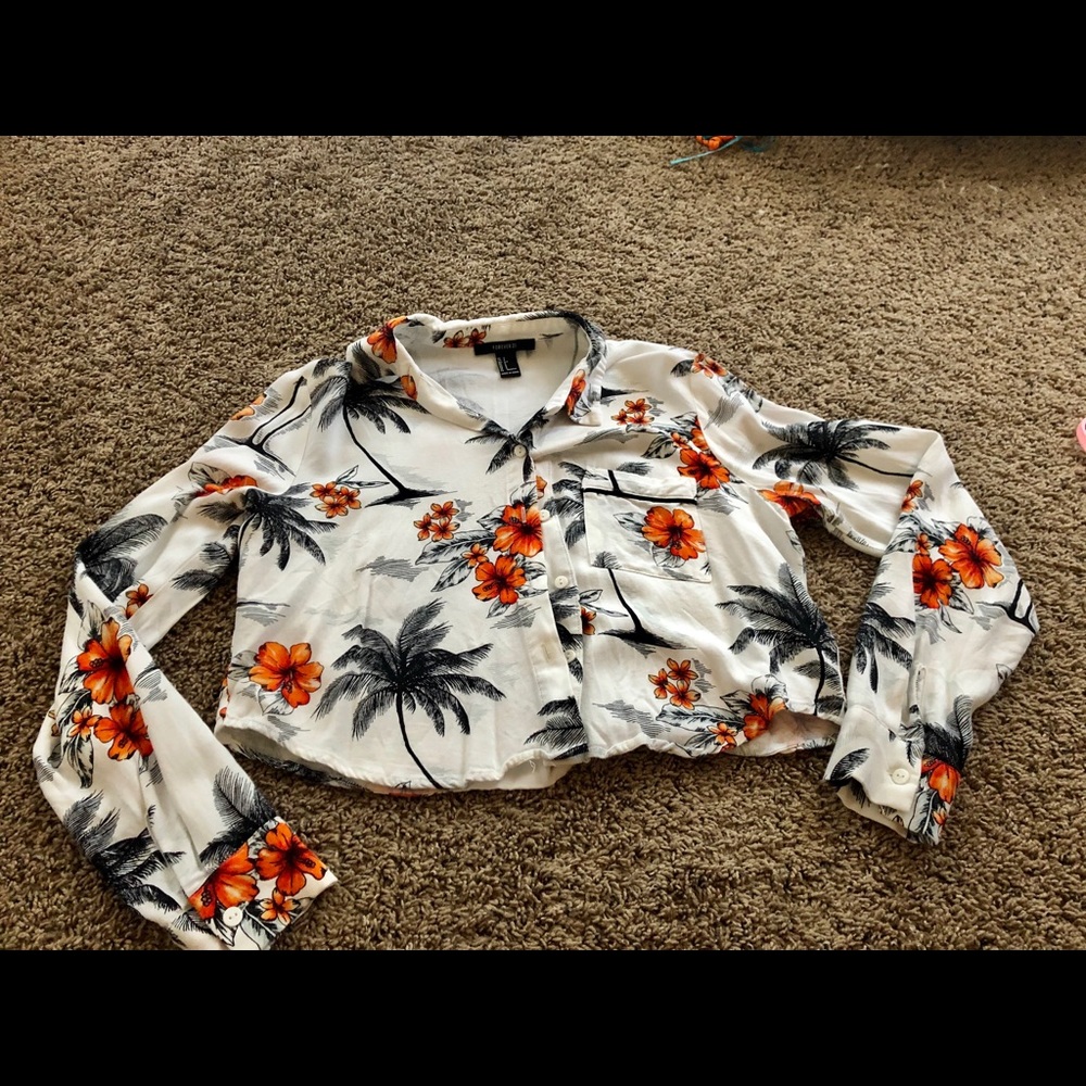 Croped Hawaiian  button up top!